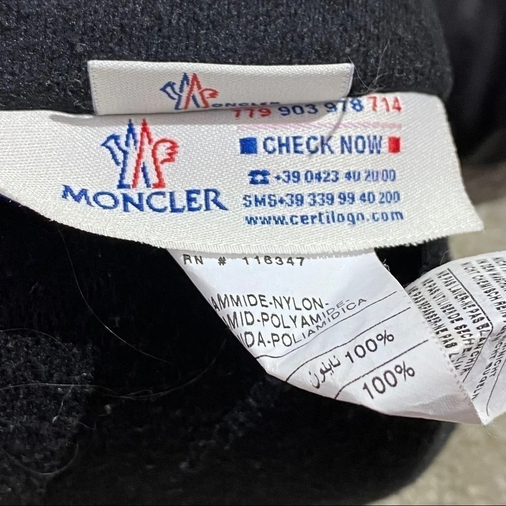 MONCLER Black Long Leather down Puffer Gloves